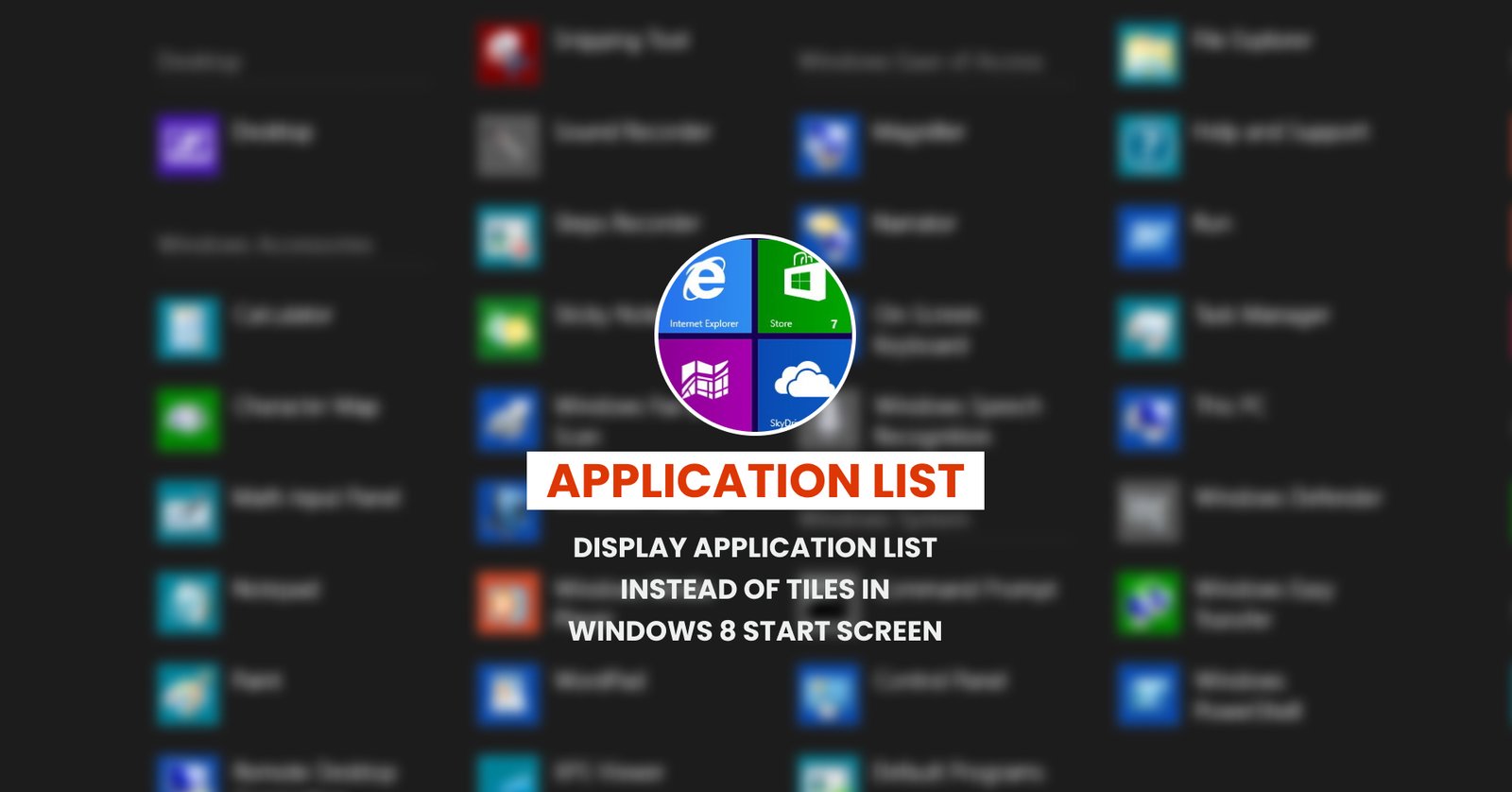Display Application List Instead of tiles in Windows 8 start screen
